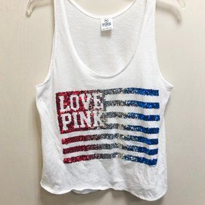 PINK Victoria's Secret USA Flag Sequin Crop Tank